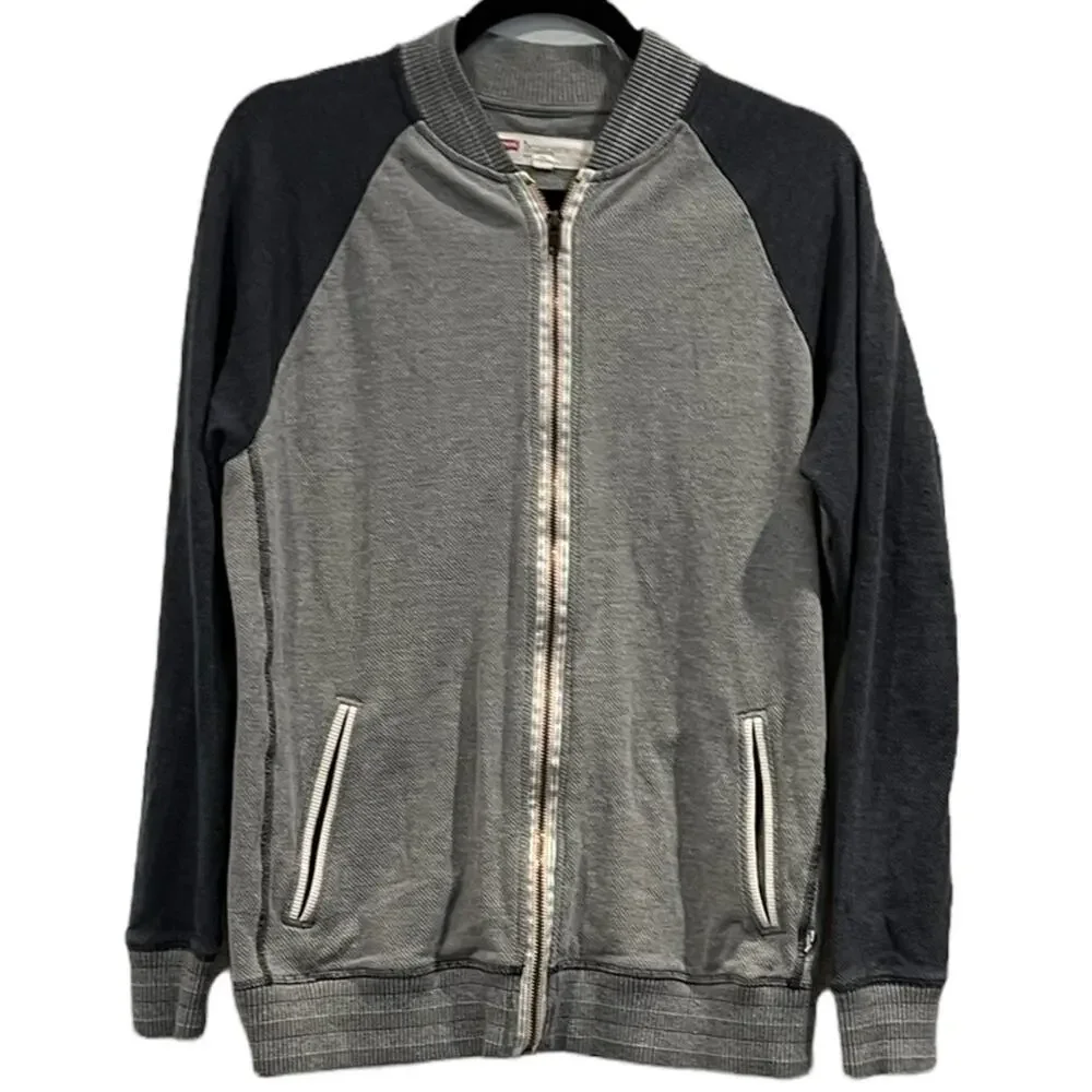 Levi’s Vintage Style Colorblock Bomber Jacket Gray Black Zip Up M